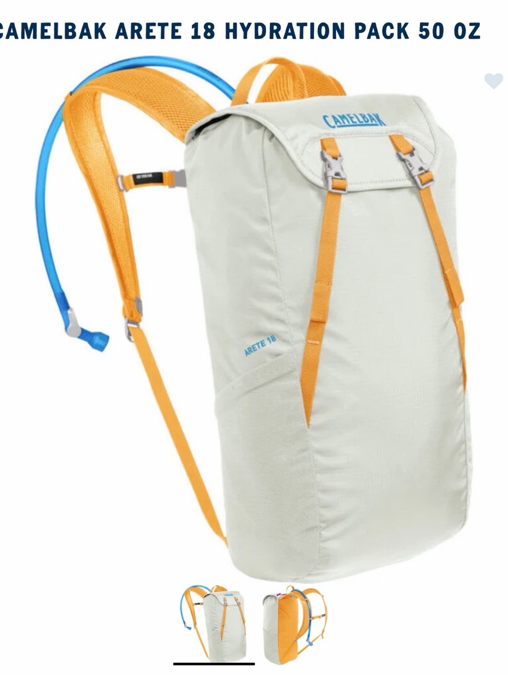 CamelBak white and orange Arete 18 hiking pack
